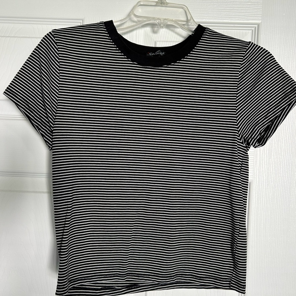 Black and White Striped Crop Top